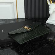 Fortok Saint Laurrent Ysl Uptown Pouch In Crocodile Embossed Green 27×16×2cm - 4