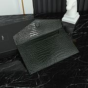 Fortok Saint Laurrent Ysl Uptown Pouch In Crocodile Embossed Green 27×16×2cm - 2