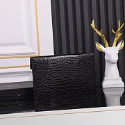 Fortok Saint Laurrent Ysl Uptown Pouch In Crocodile Embossed Black Silver Hardware 27×16×2cm - 3
