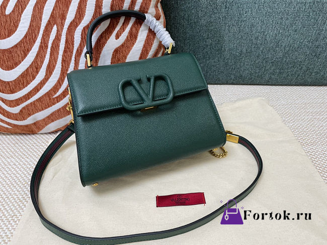 Fortok Valentino Vsling Handbag Top Handle Green 22x16x9cm - 1