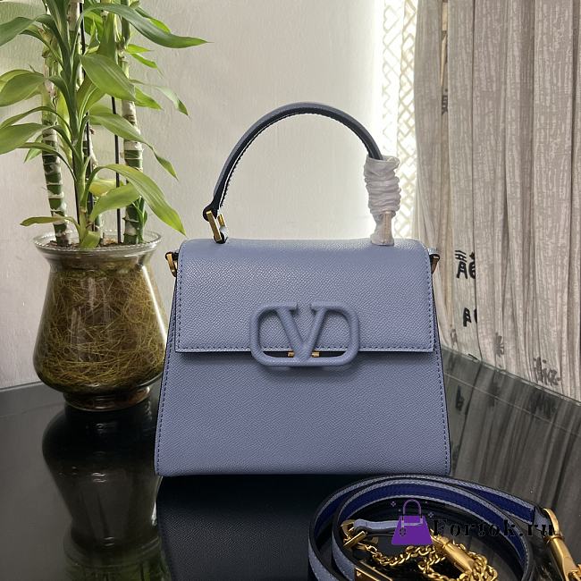 Fortok Valentino Vsling Handbag Top Handle Blue 22x16x9cm - 1