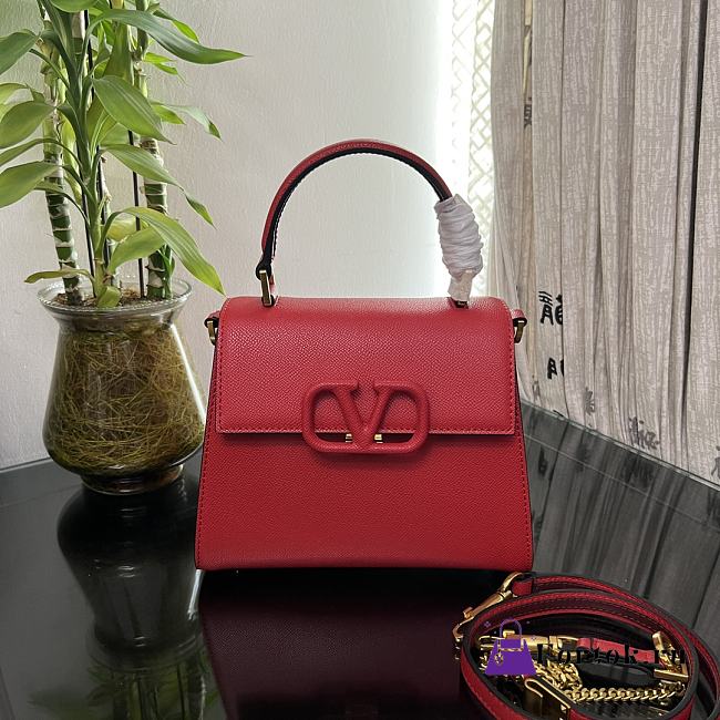Fortok Valentino Vsling Handbag Top Handle Red 22x16x9cm - 1