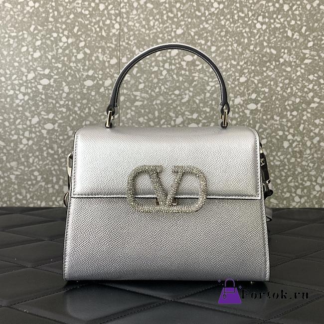 Fortok Valentino Vsling Handbag Top Handle Silver 22x16x9cm - 1