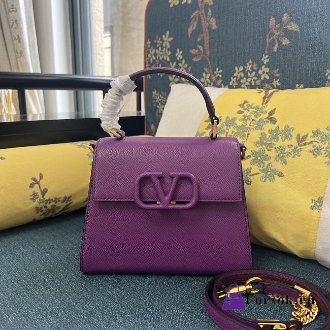 Fortok Valentino Vsling Handbag Top Handle Purple 22x16x9cm - 1