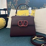 Fortok Valentino Vsling Handbag Top Handle Rouge Crystal Logo 22x16x9cm - 1