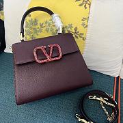 Fortok Valentino Vsling Handbag Top Handle Rouge Crystal Logo 22x16x9cm - 6