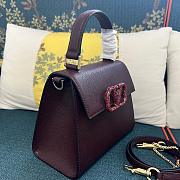 Fortok Valentino Vsling Handbag Top Handle Rouge Crystal Logo 22x16x9cm - 4