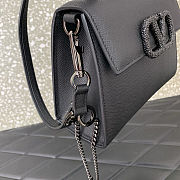 Fortok Valentino Vsling Handbag Top Handle Black Crystal Logo 22x16x9cm - 6