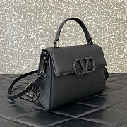 Fortok Valentino Vsling Handbag Top Handle Black Crystal Logo 22x16x9cm - 2