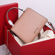 Fortok Valentino Vsling Handbag Top Handle Beige Crystal Logo 22x16x9cm - 5