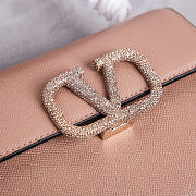 Fortok Valentino Vsling Handbag Top Handle Beige Crystal Logo 22x16x9cm - 3