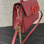 Fortok Valentino Vsling Handbag Top Handle Red Crystal Logo 22x16x9cm - 6