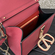 Fortok Valentino Vsling Handbag Top Handle Red Crystal Logo 22x16x9cm - 5