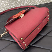 Fortok Valentino Vsling Handbag Top Handle Red Crystal Logo 22x16x9cm - 4