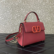 Fortok Valentino Vsling Handbag Top Handle Red Crystal Logo 22x16x9cm - 3