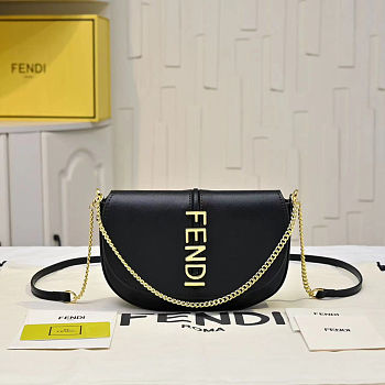 Fortok Fendi Fendigraphy black leather wallet on chain Black 21*4*11cm