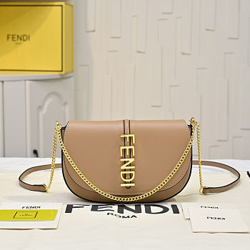 Fortok Fendi Fendigraphy black leather wallet on chain Ebony 21*4*11cm