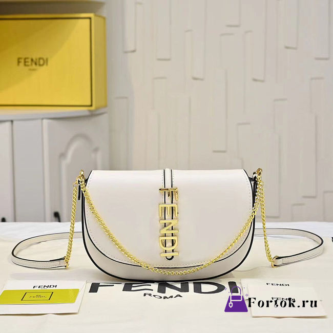 Fortok Fendi Fendigraphy black leather wallet on chain White 21*4*11cm - 1