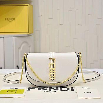 Fortok Fendi Fendigraphy black leather wallet on chain White 21*4*11cm