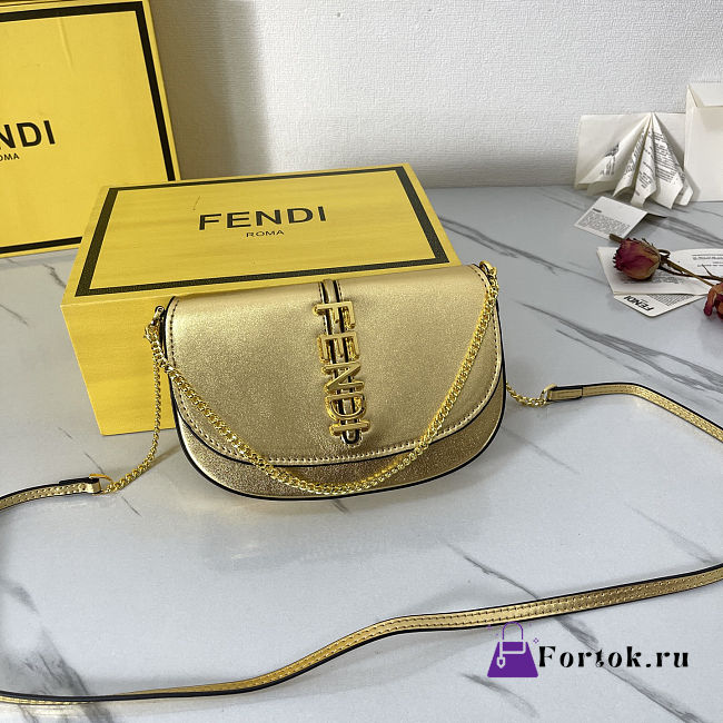 Fortok Fendi Fendigraphy black leather wallet on chain Gold 21*4*11cm - 1