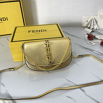 Fortok Fendi Fendigraphy black leather wallet on chain Gold 21*4*11cm