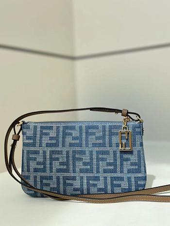 Fortok Fendi Baguette Pouch in light blue denim 20/3/12cm