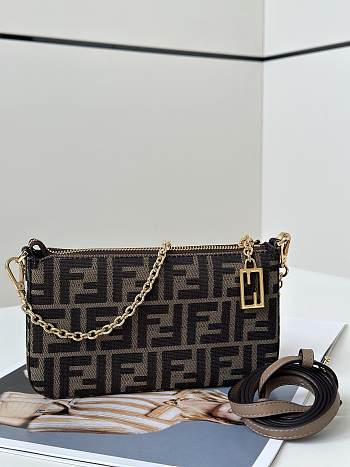 Fortok Fendi Baguette Pouch in light Brown denim 20/3/12cm