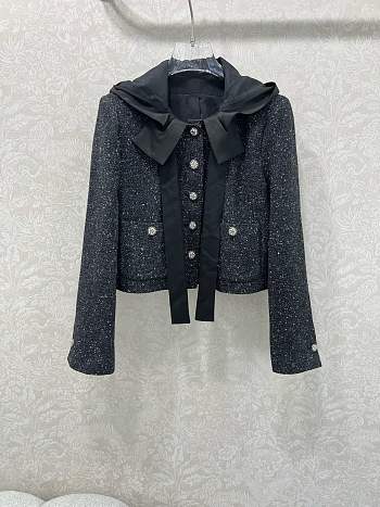 Fortok Chanel tweed jacket with a black bow Black 