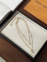 Fortok Louis Vuitton LV Double Necklace Gold Crystal  - 1