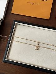 Fortok Louis Vuitton LV Double Necklace Gold Crystal  - 5