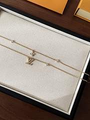 Fortok Louis Vuitton LV Double Necklace Gold Crystal  - 4