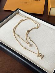 Fortok Louis Vuitton LV Double Necklace Gold Crystal  - 3