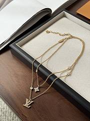 Fortok Louis Vuitton LV Double Necklace Gold Crystal  - 2
