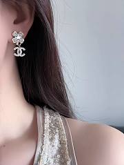 Fortok Chanel Clover Pendant Earrings Silver  - 2