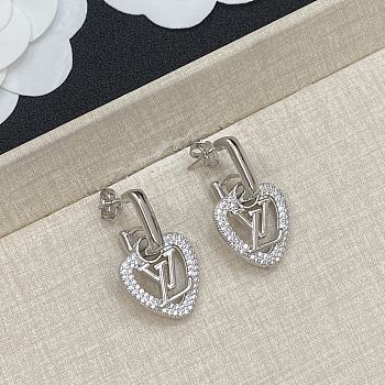 Fortok Louis Vuitton Heart LV Earrings Silver