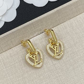 Fortok Louis Vuitton Heart LV Earrings Gold