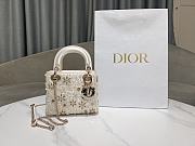 Fortok Dior Mini Lady Dior bag in latte satin embroidered White 17×15×7cm - 1
