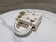 Fortok Dior Mini Lady Dior bag in latte satin embroidered White 17×15×7cm - 4