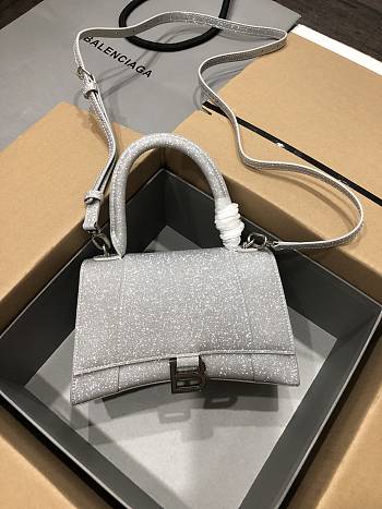 Fortok Balenciaga Hourglass top-handle bag in silver glitter 23x10x24cm