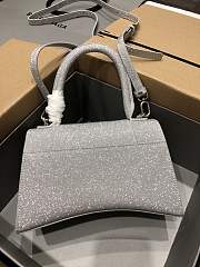 Fortok Balenciaga Hourglass top-handle bag in silver glitter 23x10x24cm - 6