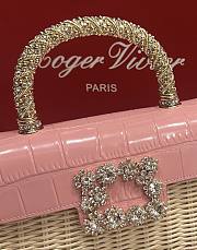 Fortok Roger Vivier Jewel Efflorescence Mini tote bag pink leather flap 19*13*4cm - 3