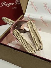 Fortok Roger Vivier Jewel Efflorescence Mini tote bag pink leather flap 19*13*4cm - 5