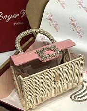 Fortok Roger Vivier Jewel Efflorescence Mini tote bag pink leather flap 19*13*4cm - 6