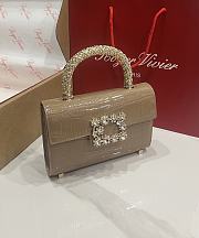 Fortok Roger Vivier Jewel Efflorescence Mini tote bag Crocodile Brown 19*13*4cm - 6