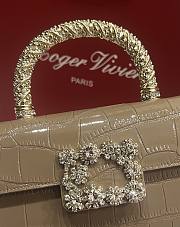 Fortok Roger Vivier Jewel Efflorescence Mini tote bag Crocodile Brown 19*13*4cm - 4
