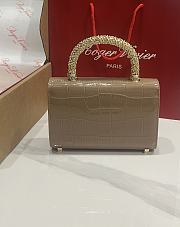 Fortok Roger Vivier Jewel Efflorescence Mini tote bag Crocodile Brown 19*13*4cm - 3