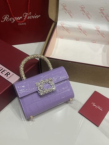 Fortok Roger Vivier Jewel Efflorescence Mini tote bag Crocodile Purple 19*13*4cm