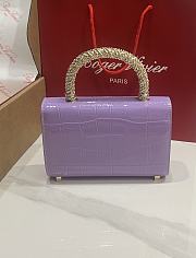 Fortok Roger Vivier Jewel Efflorescence Mini tote bag Crocodile Purple 19*13*4cm - 5