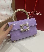 Fortok Roger Vivier Jewel Efflorescence Mini tote bag Crocodile Purple 19*13*4cm - 3