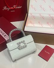 Fortok Roger Vivier Jewel Efflorescence Mini tote bag Crocodile White 19*13*4cm - 1